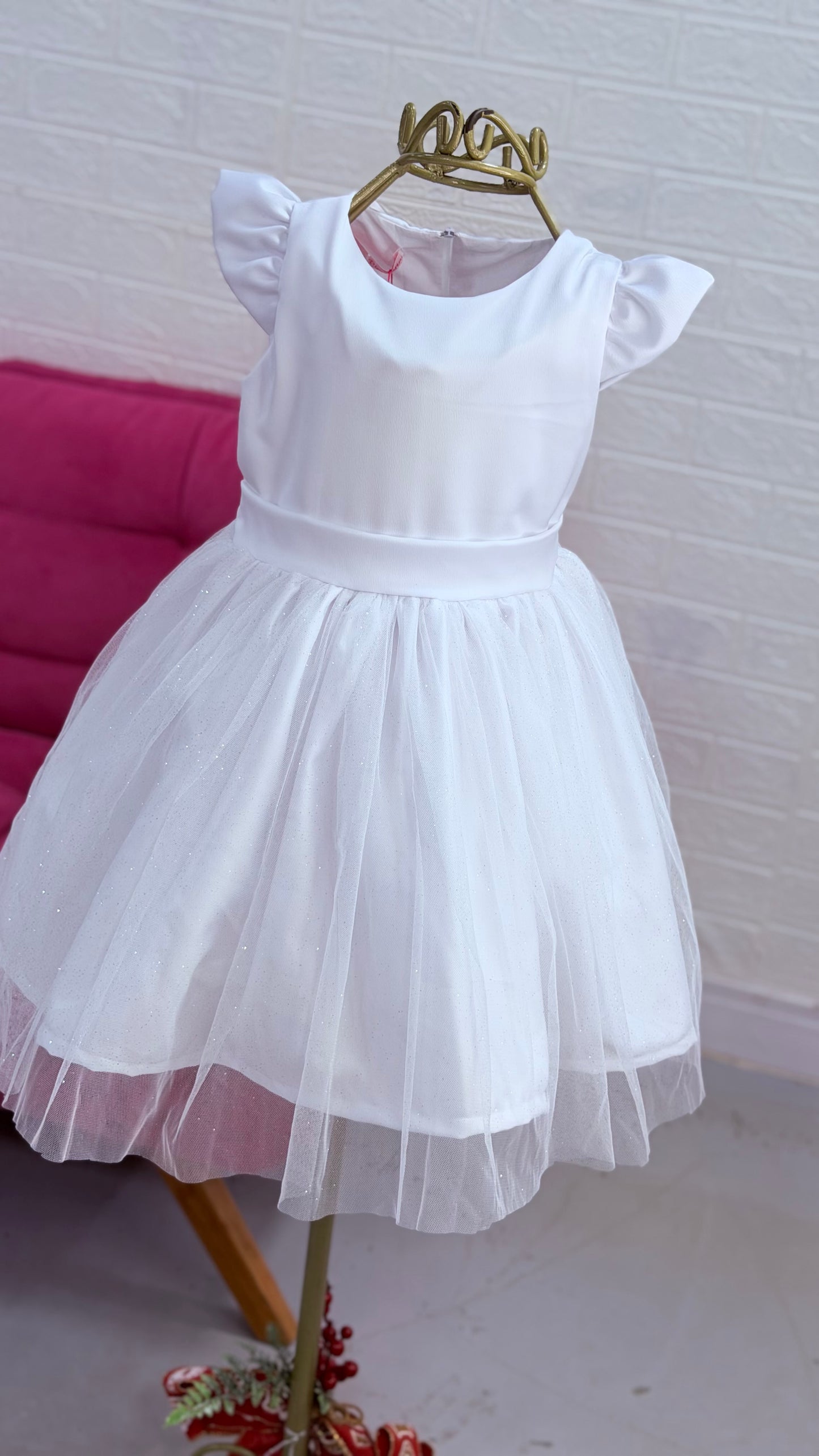 Vestido branco dama batizado